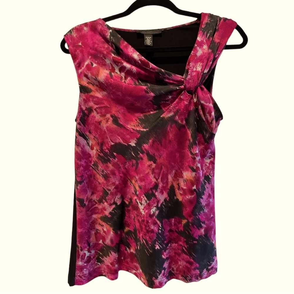 Kenneth Cole‎ New York Twist Neck Sleeveless Blouse Fuscia Pink Women’s Medium